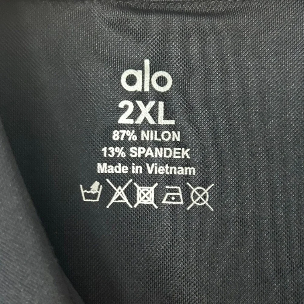 Alo Yoga Polo Shirt Womens 2XL Black Snap Button Short Sleeve Performance